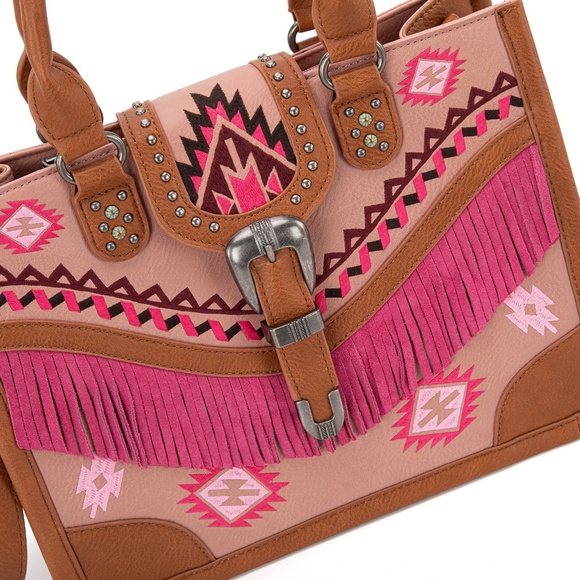 Montana West Buckle Collection Concealed Carry Tote With Wallet NWT Pink - Picture 5 of 5